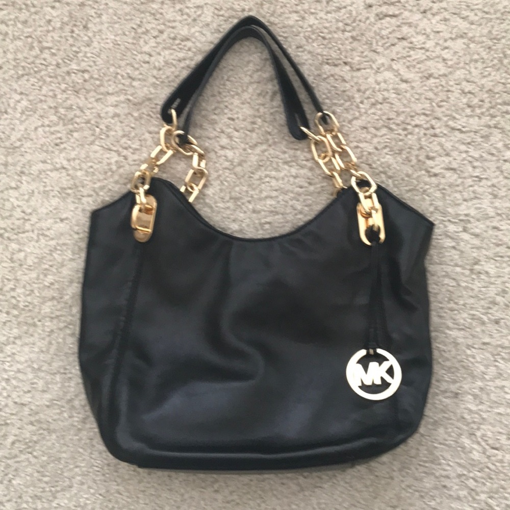 Black calf skin Michael Kors shoulder bag